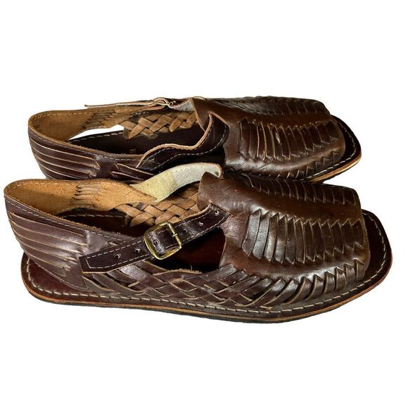 Men’s Mexican Huarache Woven Leather Buckled Sandals main image 9